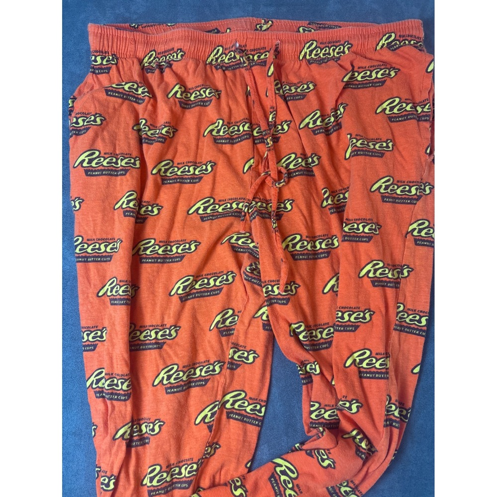 Reeses Peanut Butter Cups Pajama Pants Mens Large Orange Cotton Lounge Bottoms
